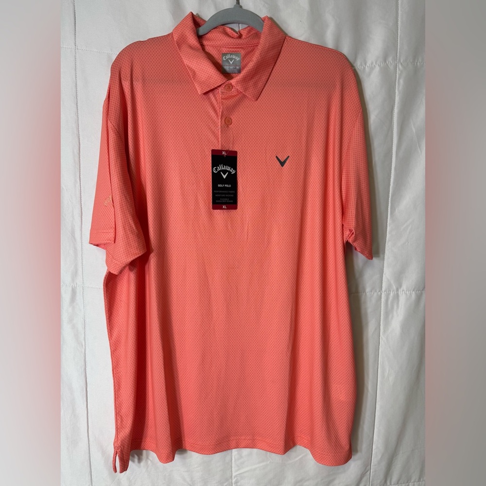 Callaway‎ Golf Polo XL Living Coral Performance Stretch NWT